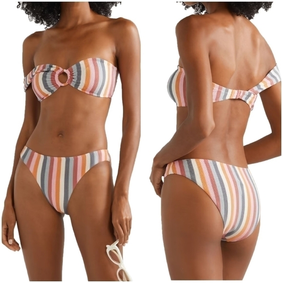 Peony Hipster Bikini Bottom in Rainbow Striped Print - Picture 2 of 8